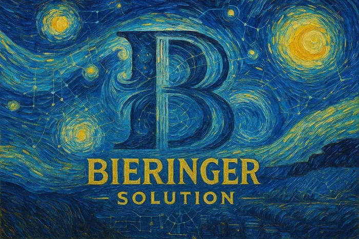 Sternennacht-Motiv verbunden mit dem Bieringer Solution Logo